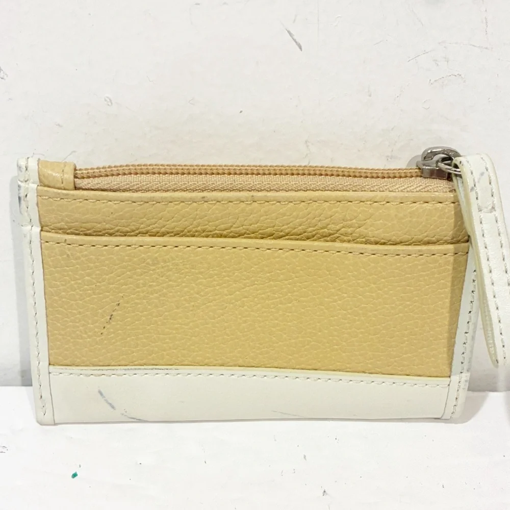 Coach‎ Leather Card Wallet Brown/cream Pebbled Leather Keychain